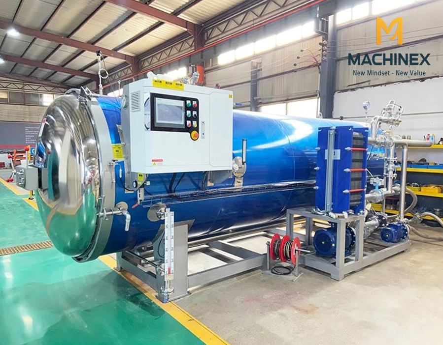 Nồi tiệt trùng thực phẩm đóng hộp sử dụng công nghệ xử lý nhiệt.