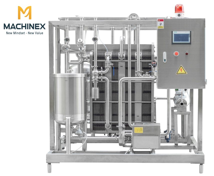 Hệ thống máy thanh trùng thực phẩm công nghiệp hiện đại.