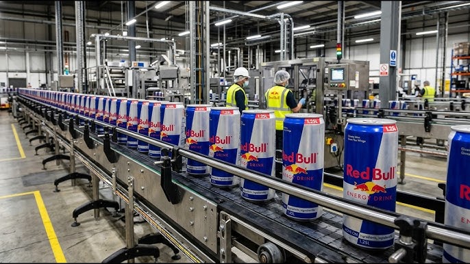 dây chuyền sản xuất nước tăng lực red bull