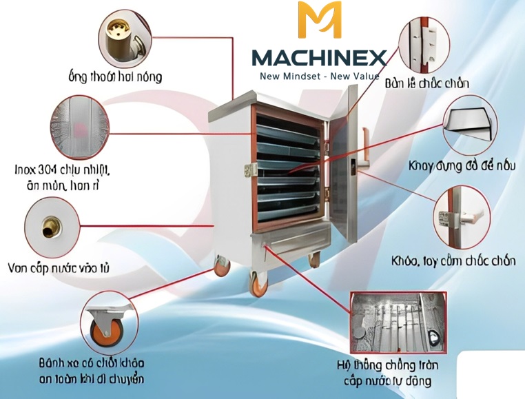 cấu tạo tủ hấp cơm công nghiệp